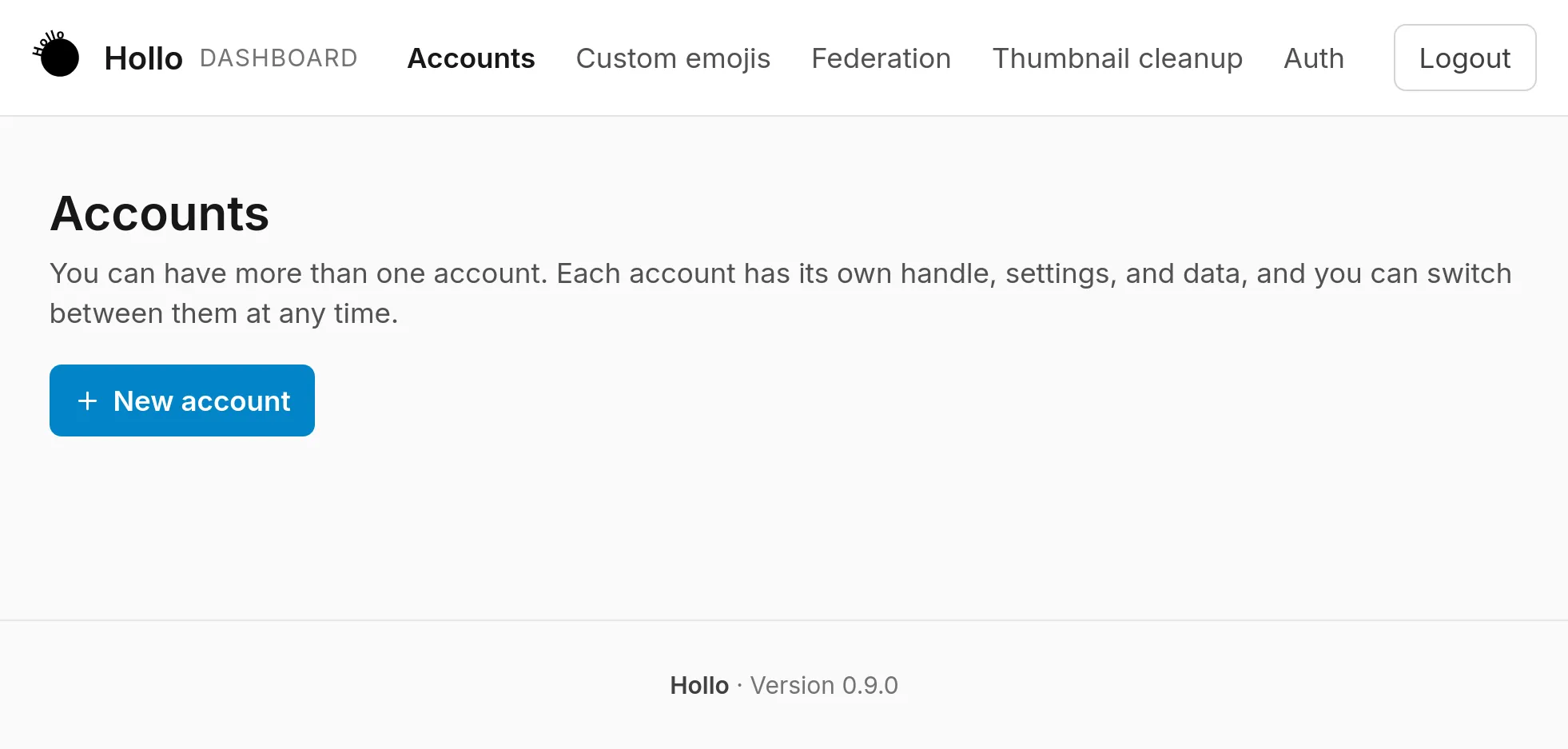 Empty accounts page