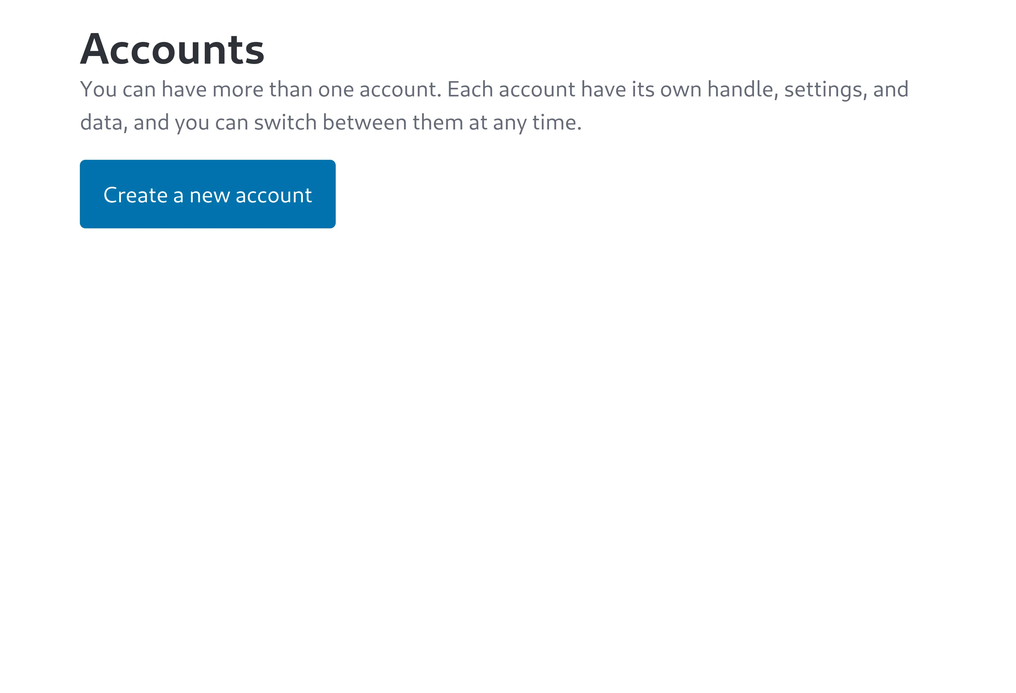 Empty accounts page