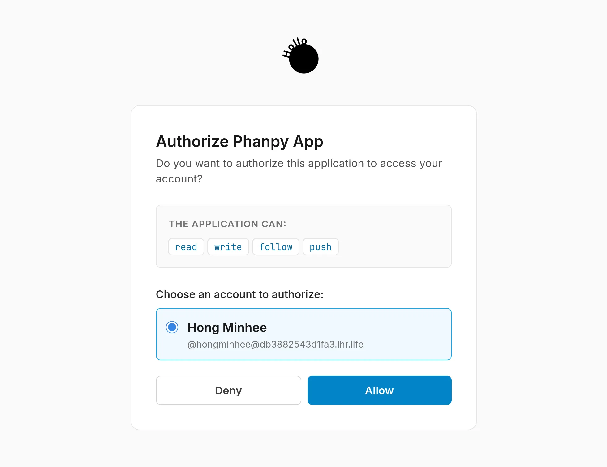 Authorize Phanpy